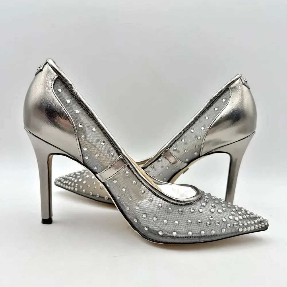 Sam Edelman Womens Hazel Pumps US 7.5 M EU 38 Grey Mesh Stiletto NWOB